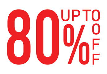 Sale Discount Banner – Red 80 Percent Off Labels for Promotion, Marketing, and Retail Ads