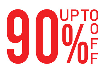 Sale Discount Banner – Red 90 Percent Off Labels for Promotion, Marketing, and Retail Ads