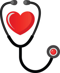 Heart health stethoscope vector icon