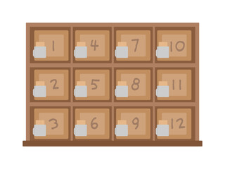 銭湯　温泉　木製　松竹錠　下駄箱　ロッカー　鍵　イラスト