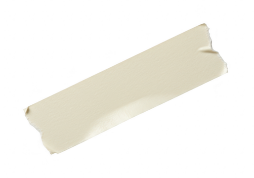 A strip of beige masking tape torn at both ends diagonally placed on a transparent background