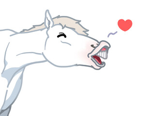  歯を出して笑う馬　白馬　ハート