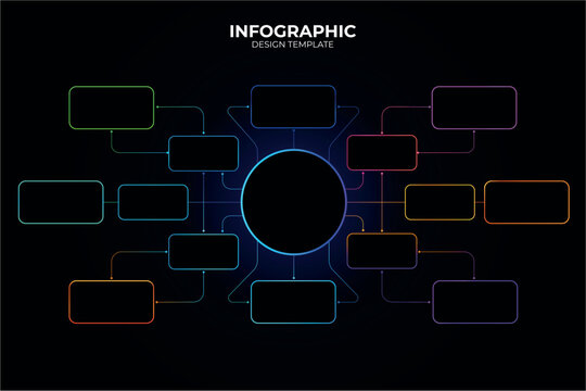 Big Data with clean buttons Scheme. 15 options features of technology project to select. Glowing and neon elements. Technology concept, Infographic vector for business visualization. AI Tech