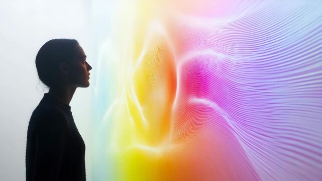 spectrum color magnetic field table with a diagram of a person's emotional states 