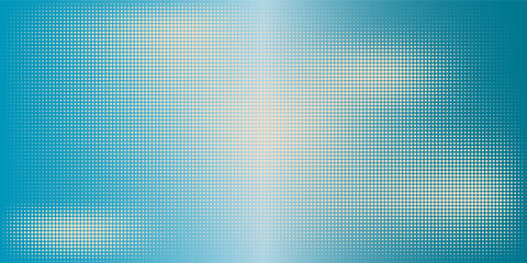 Fototapeta premium Abstract halftone dot pattern with vibrant turquoise and beige gradient background, creating a retro futuristic feel.