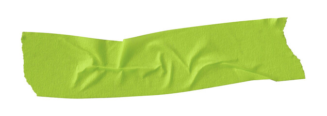 green crumpled torn tape isolated on transparent background