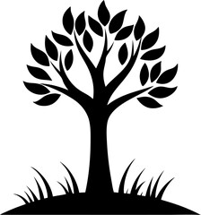 Obraz premium Tree with Grass vector icon