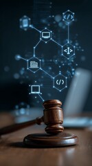 Gavel and Digital Network Icons