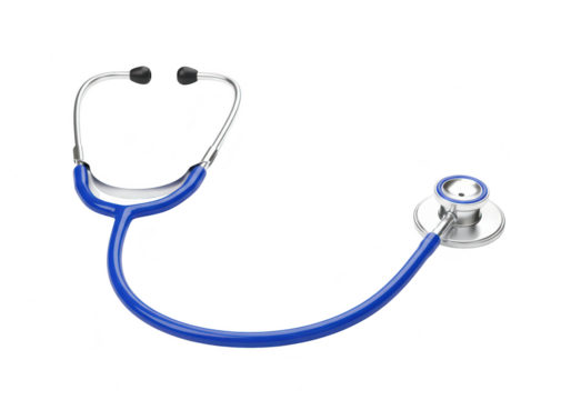 A blue and silver stethoscope a crucial medical instrument for listening to internal body sounds isolated on white isolated on transparent background