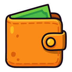Cartoon Wallet with Money Icon