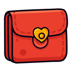 Cartoon Red Handbag with Heart Icon