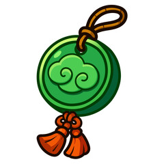 Cartoon Green Jade Amulet Icon
