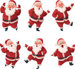 Jolly Santa Claus cartoon character with a red hat and beard, carrying gifts for Christmas holiday celebration