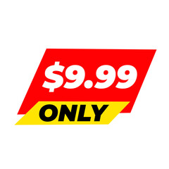 $9.99 only png, red colour print, modern square  icon, shape product tag