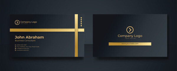 Modern Business Card - Creative and Clean Business Card Template. Luxury business card design template. Elegant gold black background with abstract golden wavy lines shiny. Vector illustration