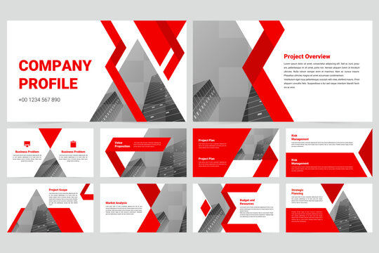Red modern business work report slide presentation template