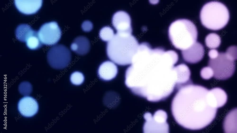 Poster numerous glowing blue and cyan spheres create a beautiful and abstract bokeh effect against a dark b