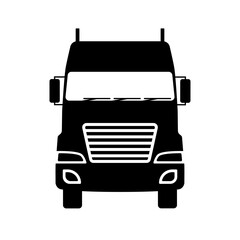 正面から見たトラックの白黒イラスト
