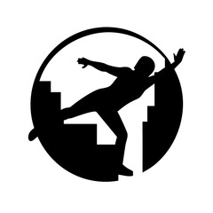 Silhouette of Street Dancer with Glowing Urban Background