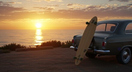 Obraz premium Coastal Sunset Surf Spot Road Trip