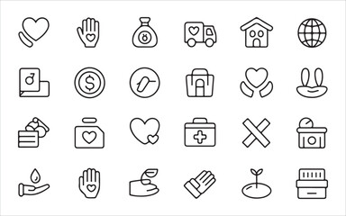 International Charity Day Sept 5, 30 Inspiring Line Icons for Compassion Projects