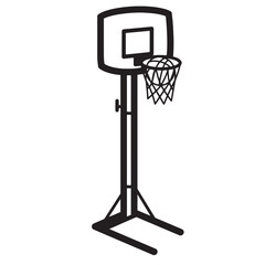 Black basketball hoop with net and backboard sport