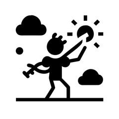 Silhouette of Violinist Playing Under Radiant Sky