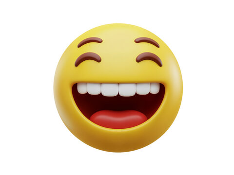 Naklejki Hilarious laughing emoji with wide open mouth and closed eyes expressing extreme joy and amusement isolated on transparent background