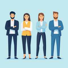 Fototapeta premium set of business people isolated blue background