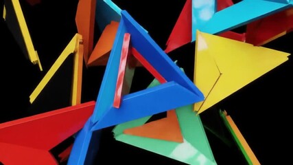 Brightly colored geometric triangles interlock in an abstract and visually engaging modern design. - Powered by Adobe