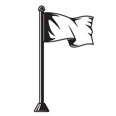 Fototapeta premium Waving white flag on pole fabric