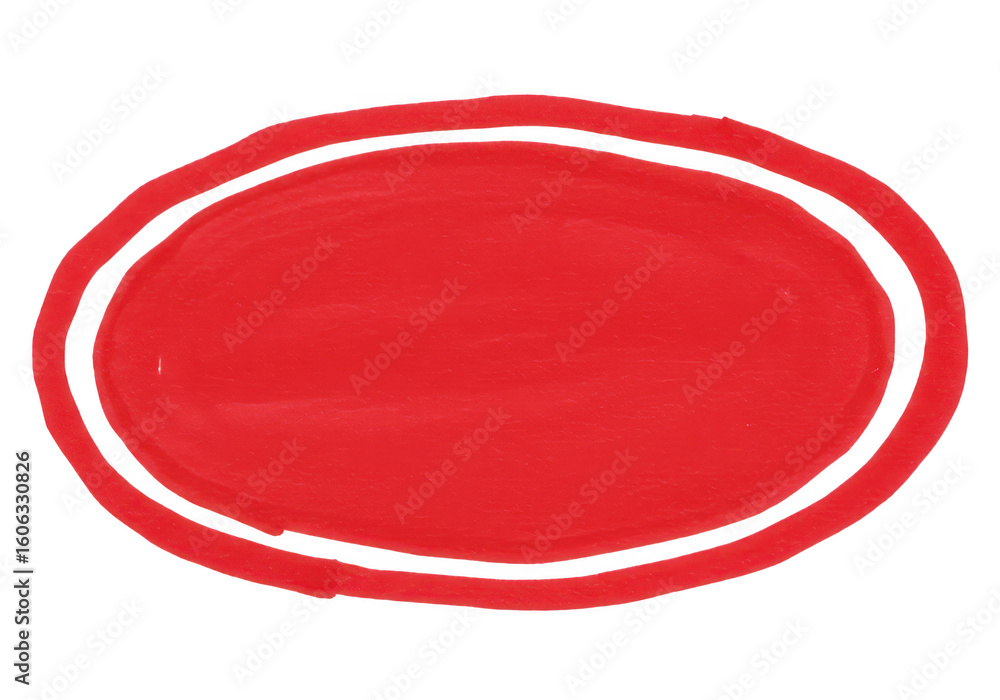 Aufkleber bright red oval shape with thick handdrawn red outlines isolated on a transparent background serving