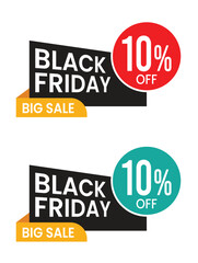 Black Friday Sale Tag – 10% Off Red and Teal  Discount Label for Big Promotion and Retail Banner