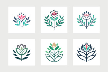 Obraz premiumFlower logo vector art illustration. 