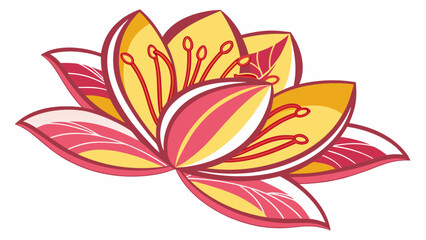 Beautiful pink and yellow flower illustration, floral design element for spring and summer projects, art