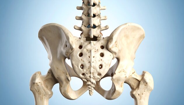3D anatomical model of the human pelvis and spine
