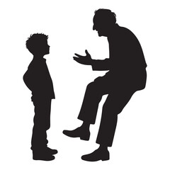 Father Giving Advice to Son Illustration Silhouette Scene