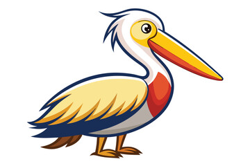 Cartoon Pelican Illustration A Captivating Design with Bold Outlines and Vivid Colors Perfect for Children's Books and Educational Material
