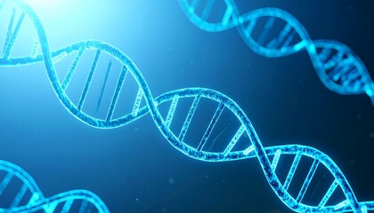 3D DNA strands in a vibrant blue background