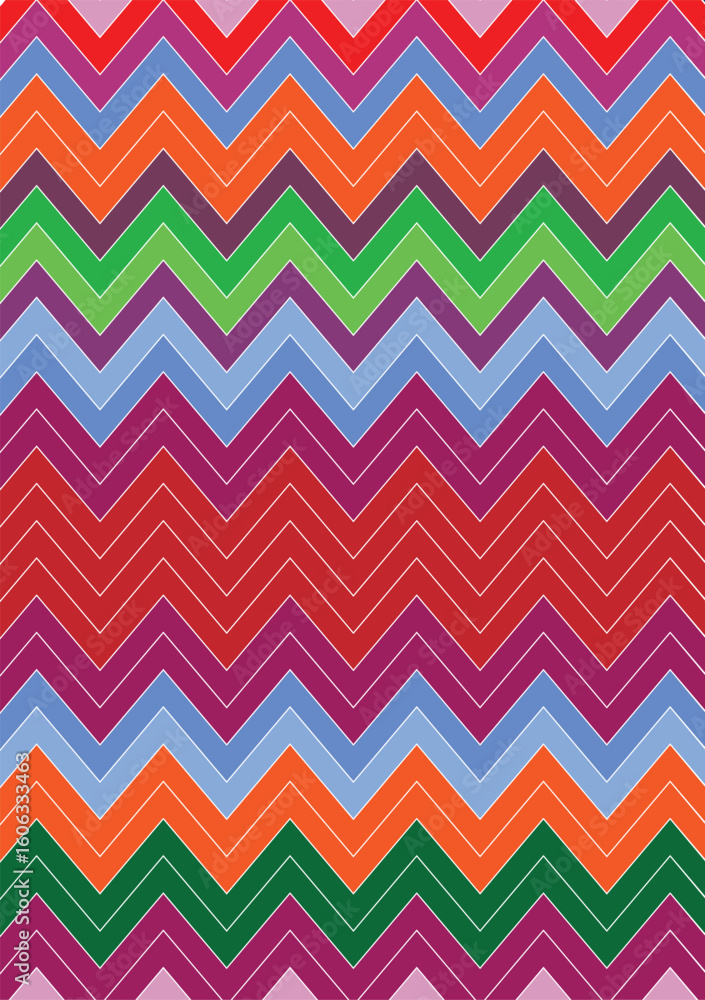 Poster simple abstract horizontal black ,red ,orange colour vector beutiful zig zag line pattern on white b