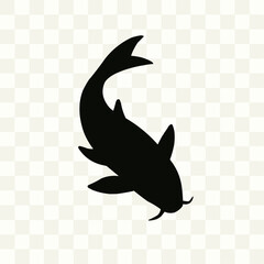 Vector illustration of ocean animals: fish, shark, and dolphin silhouettes