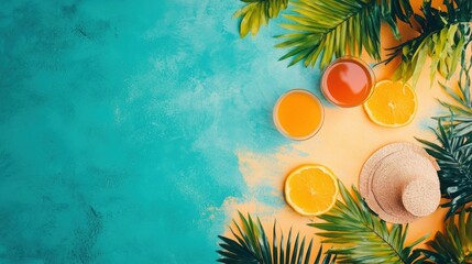 Cool detailed colorful summer background, top view, high quality, clear focus, in detail, best composition, HD, wallpaper, photo, for cover album, big sale