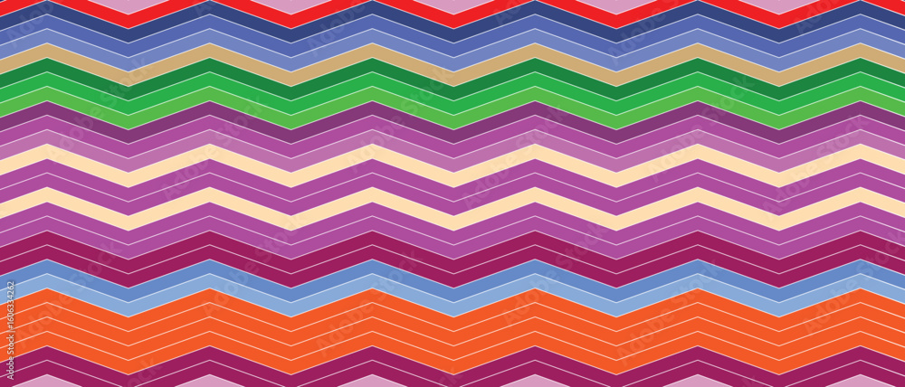 Aufkleber simple abstract horizontal black ,red ,orange colour vector beutiful zig zag line pattern on white b