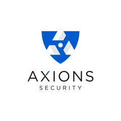 Modern blue shield logo with abstract letter A and geometric cube shape, ideal for cybersecurity, blockchain security, and trusted digital protection brands. 