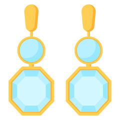 diamond blue earrings jewelry expensive woman accessories illustration clipart