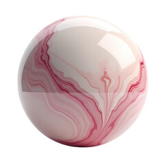 Pink And White Marble Sphere isolated on transparent background