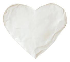 White crumpled paper heart shape isolated on transparent background
