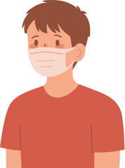 Sick Boy Wearing Face Mask

