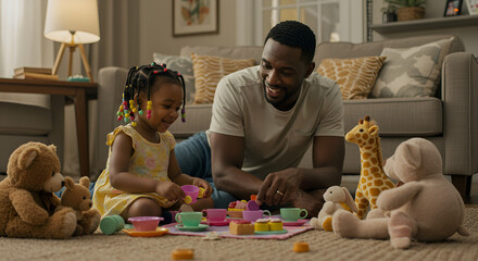 Father and daughter playing tea party (1)
