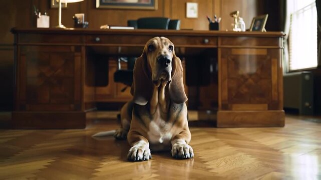 dog sitting in room 